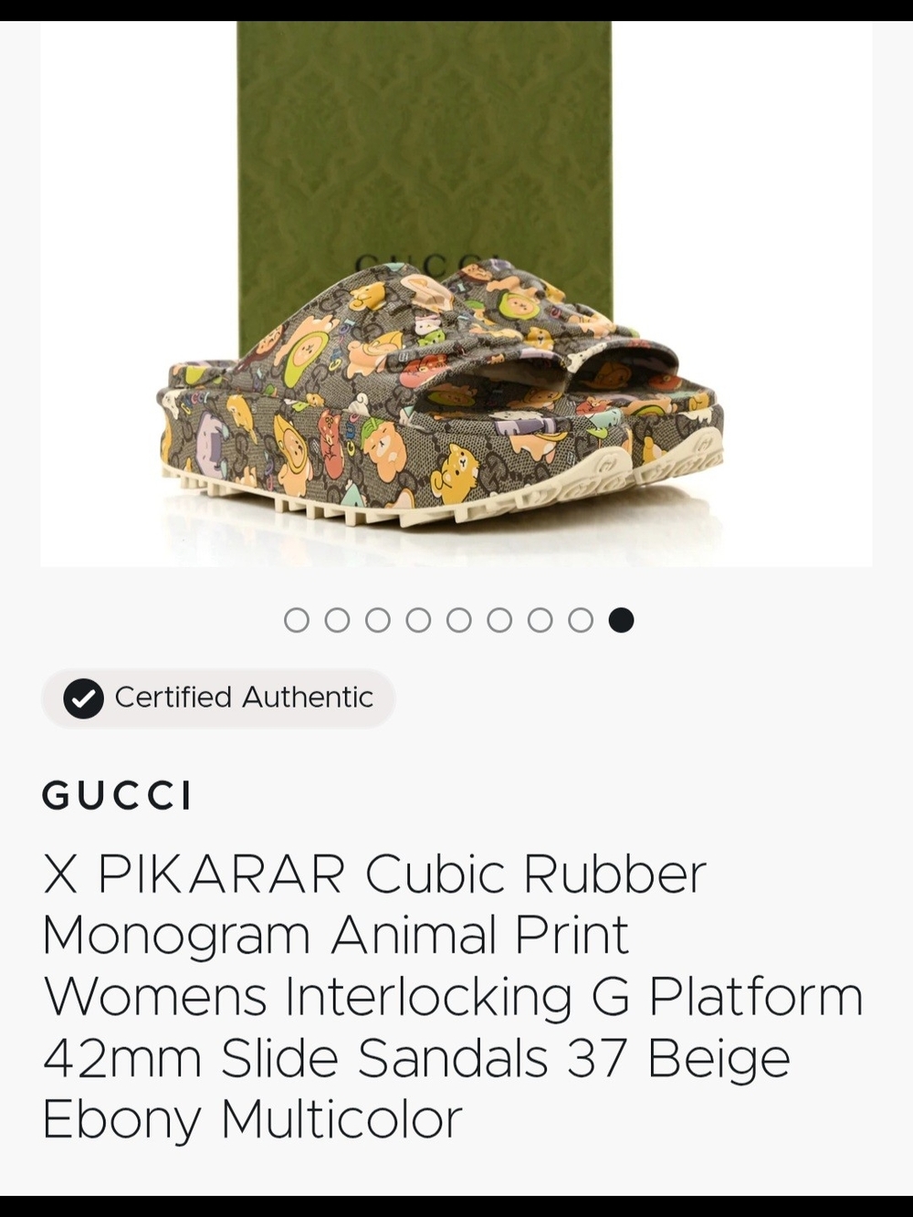 Gucci Platform Slides in Beige and Ebony